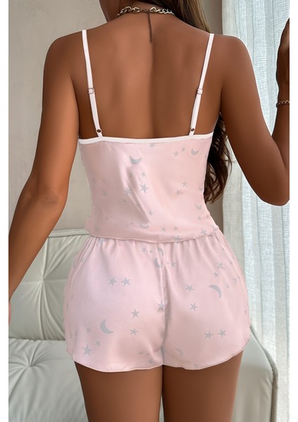 Ay Yıldız Desenli Saten Şortlu Takım Gecelik fiyatları