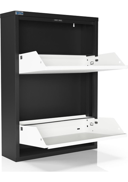 2'li Metal Ayakkabılık - Siyah/Beyaz modelleri