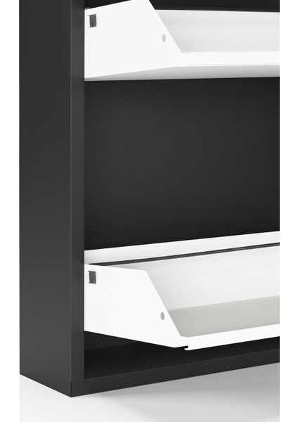 2'li Metal Ayakkabılık - Siyah/Beyaz