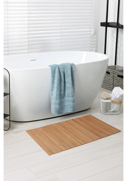 Lüx Kalın Bambu Kaymaz Banyo Paspası I Su Geçirmez Çok Amaçlı Kaydırmaz Mat 80*50