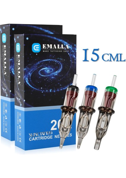 1 Adet 15CML Kartuşlu Iğne - Kalem Tipi Makina Uyumlu Steril Titanyum Dövme Makinası Iğnesi
