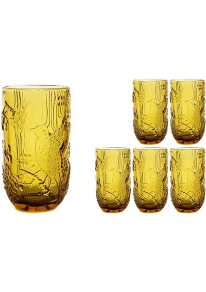 Amber Kuş Dekorlu 6’Lı Meşrubat Bardağı 8 X 14 Cm