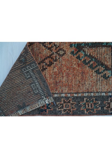 35X67 cm Küçük Boy Halı, Vintage Dekoratif El Dokuma Halı, Kahverengi Stili Mini Halı fırsatları
