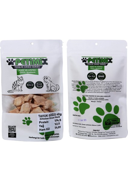 Freeze Dry Tavuk Göğüs 40 gr Kedi ve Köpek Ödül Maması