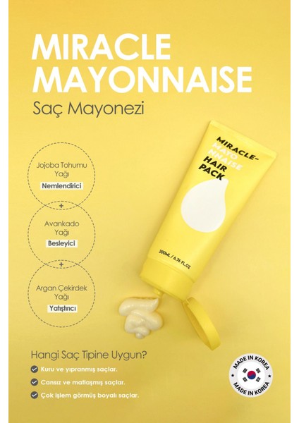 Mucize Saç Mayonezi Vegan Saç Maskesi Grace Day Miracle Mayonnaise Hair Pack 200ML fiyatları