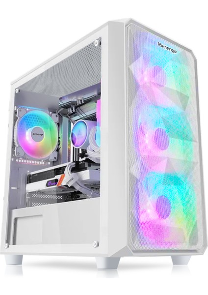 Beyaz Ice Drill 4 Rgb Fanlı Mesh Panel Atx Pc Gaming Bilgisayar Oyuncu Kasası