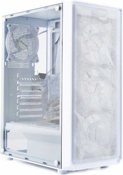 Beyaz Ice Drill 4 Rgb Fanlı Mesh Panel Atx Pc Gaming Bilgisayar Oyuncu Kasası