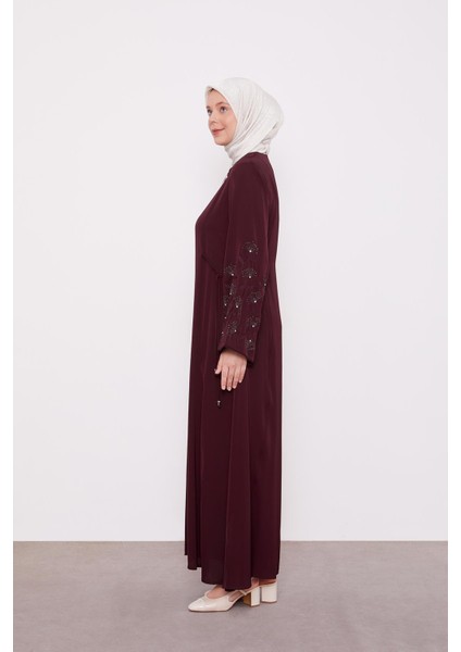 Mürdüm Kolları Işlemeli Ferace