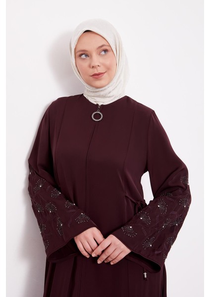 Mürdüm Kolları Işlemeli Ferace