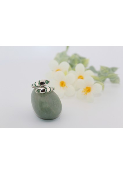 Yeşil Taşlı Yılan Silver 925 Ayar Gümüş Yüzük modelleri