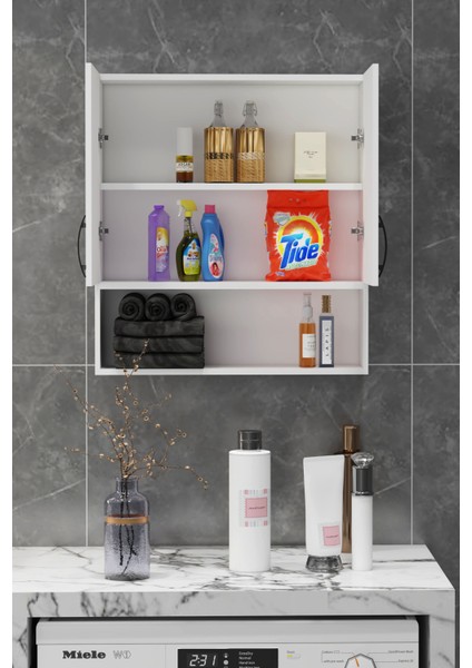 Defne Beyaz Çamaşır Makinası Üst Dolabı modelleri
