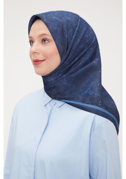 Lacivert Ebruli Aura Eşarp