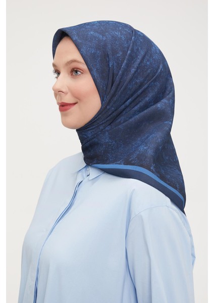 Lacivert Ebruli Aura Eşarp modelleri