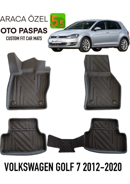 Newdeco Volkswagen Golf 7 2012-2019 Için 5,5d Carbon Style Havuzlu Paspas - Tpe Malzeme