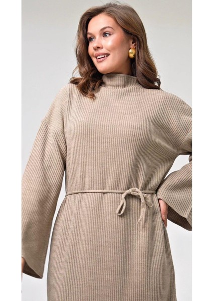 Ispanyol Fitilli Kemerli Triko Elbise fiyatları