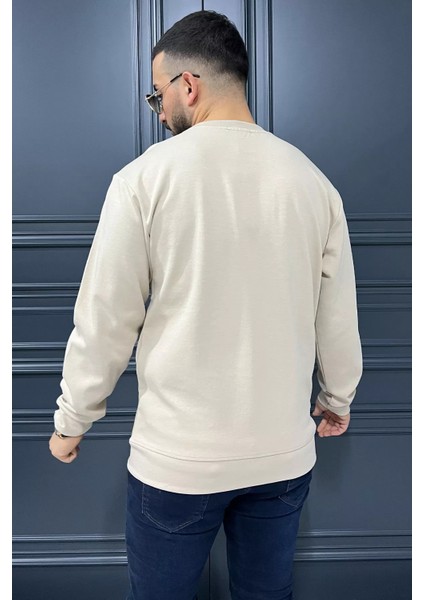 Bisiklet Yaka Cep Fermuar Detaylı Double Face Erkek Sweatshirt modelleri