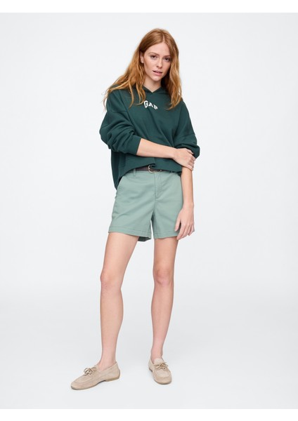 Kadın Yeşil Mid Rise Downtown Khaki Şort