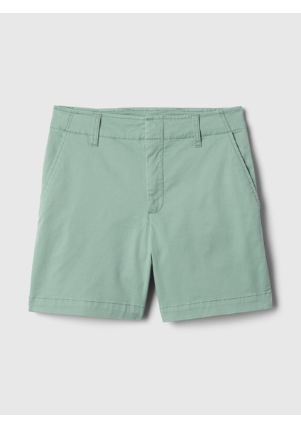 Kadın Yeşil Mid Rise Downtown Khaki Şort