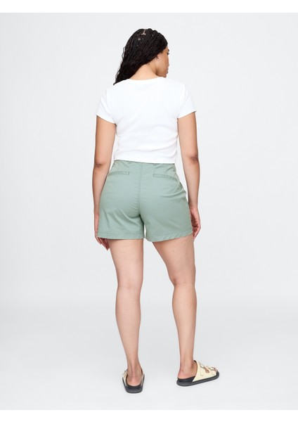 Kadın Yeşil Mid Rise Downtown Khaki Şort