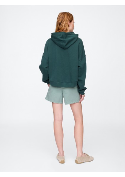Kadın Yeşil Mid Rise Downtown Khaki Şort