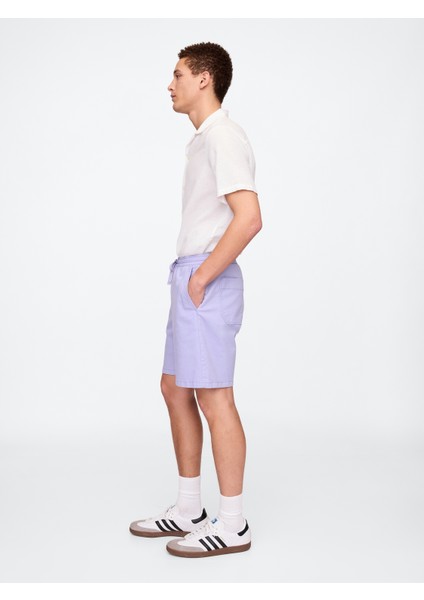 Erkek Mor Stretch Twill Şort