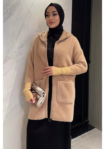 Kapüşonlu Fermuarlı Yumoş Iplik Tesettür Hırka fiyatları