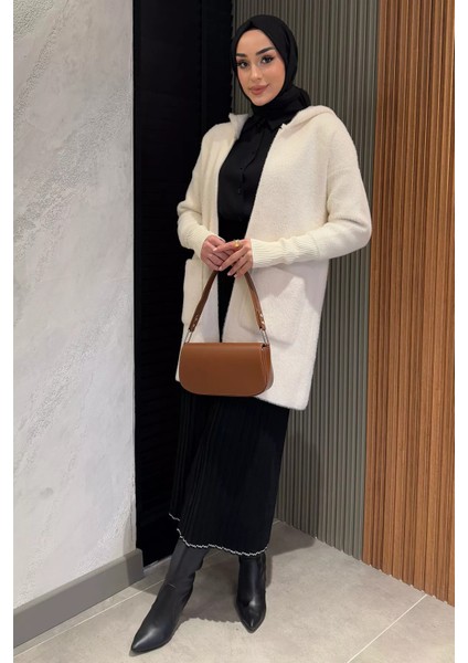 Kapüşonlu Fermuarlı Yumoş Iplik Tesettür Hırka fiyatları