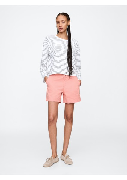 Kadın Pembe Mid Rise Downtown Khaki Şort