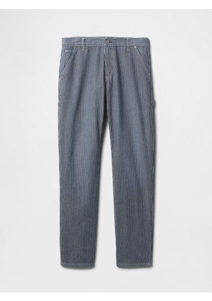 Erkek Mavi Ultrasoft Çizgili Straight Carpenter Jean Pantolon modelleri