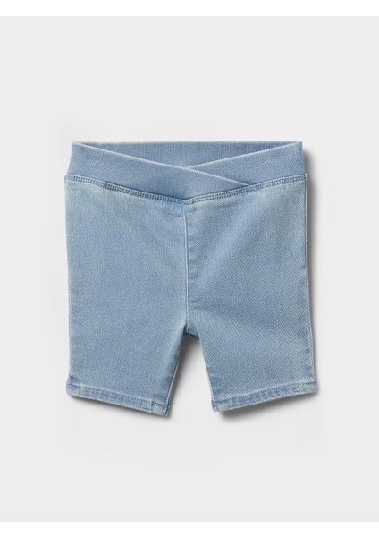 Kız Bebek Mavi Denim Bisiklet Şortu