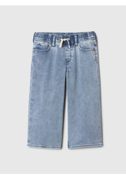 Kız Bebek Mavi Örme Pull-On Baggy Jean Pantolon