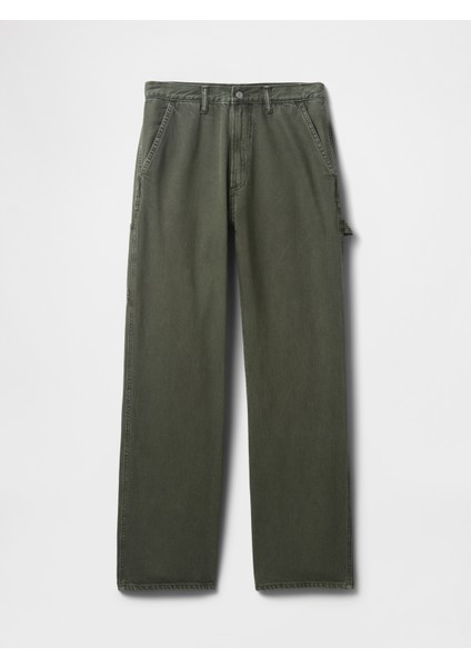 Erkek Haki Ultrasoft Baggy Carpenter Jean Pantolon