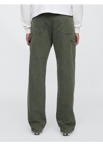Erkek Haki Ultrasoft Baggy Carpenter Jean Pantolon