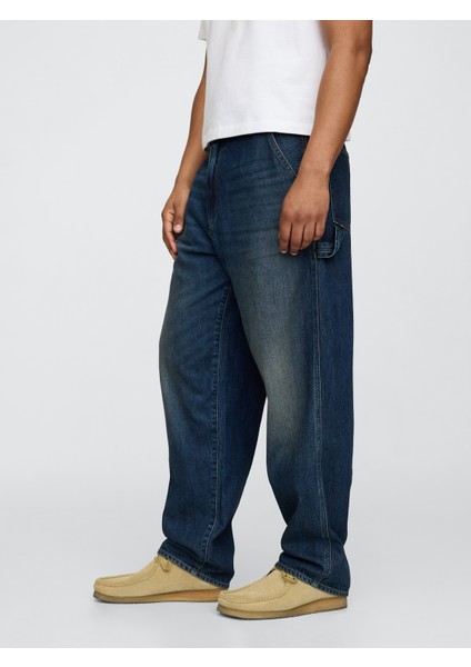 Erkek Lacivert Ultrasoft Baggy Carpenter Jean Pantolon fırsatları