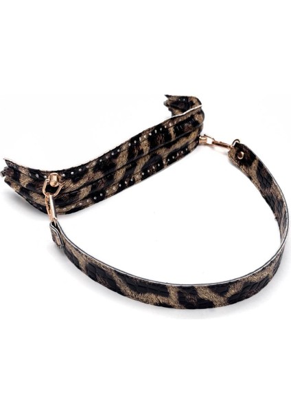 25 cm Suni Derili Leopar Renk Gizli Çanta Bursu Deri Kulplu