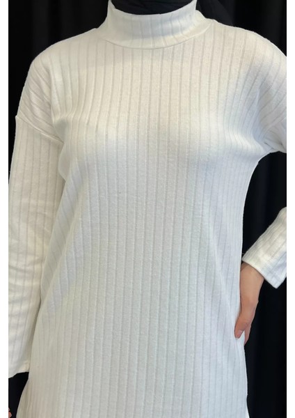 Yarım Balıkçı Yaka Yırtmaçlı Tesettür Tunik modelleri