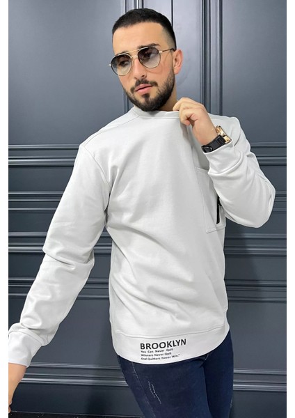 Bisiklet Yaka Cep Fermuar Detaylı Double Face Erkek Sweatshirt fiyatları