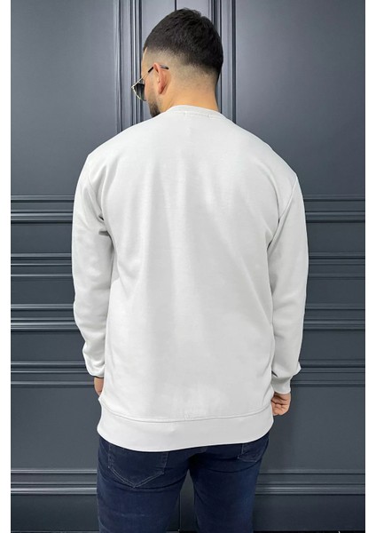 Bisiklet Yaka Cep Fermuar Detaylı Double Face Erkek Sweatshirt modelleri