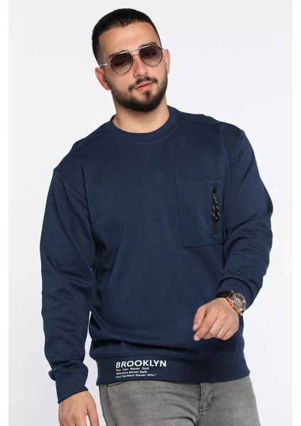 Bisiklet Yaka Cep Fermuar Detaylı Double Face Erkek Sweatshirt fiyatları