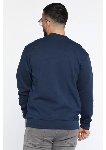 Bisiklet Yaka Cep Fermuar Detaylı Double Face Erkek Sweatshirt modelleri