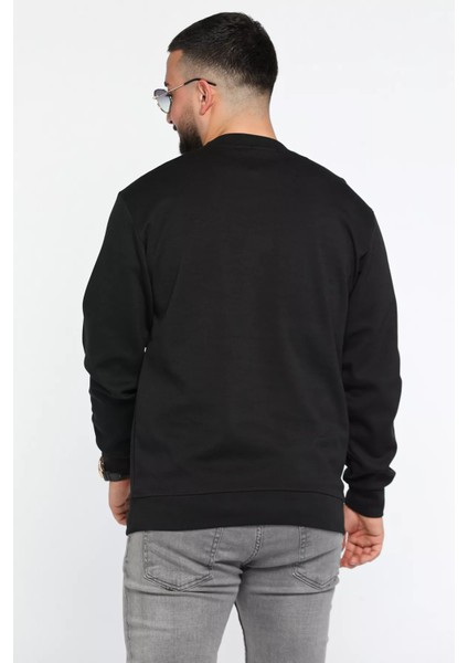 Bisiklet Yaka Cep Fermuar Detaylı Double Face Erkek Sweatshirt modelleri