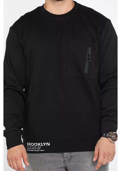 Bisiklet Yaka Cep Fermuar Detaylı Double Face Erkek Sweatshirt fırsatları
