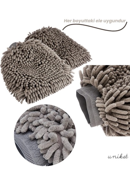 Ultra Yumuşak Mikrofiber Yıkama Eldiveni - Çift Yönlü Makarna Gri 1 Adet