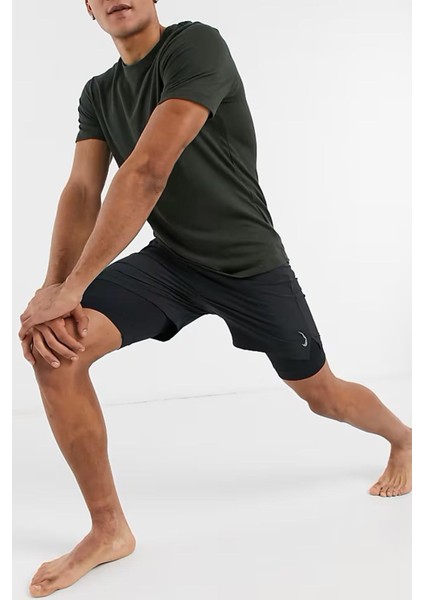 Trainning Dri Fit Yoga Mens 2/1 Shorts Dokuma Taytlı Şort Siyah modelleri