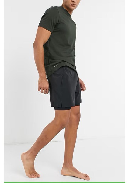 Trainning Dri Fit Yoga Mens 2/1 Shorts Dokuma Taytlı Şort Siyah fırsatları