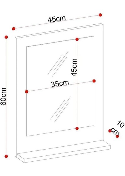 Safir Banyo Aynası Dresuar 60X45 Beyaz Raflı Banyo Aynası modelleri