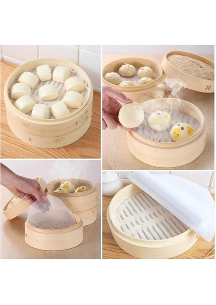 15CM 10 Adet Tarzı 3 Boyut Yuvarlak Yapışmaz Silikon Buharlı Tabaka Beyaz Dim Sum Kağıdı Ev Restoran Buharlı Mat Mutfak Pişirme Araçları cm (Yurt Dışından) fırsatları