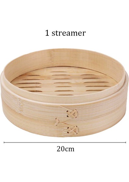 20CM 1 Adet Vapur Stili Buharlı Bambu Pişirme Sepeti Mantyshnica Dumpling Dim Sum Balık Pilav Sebze Atıştırmalık Seti Mutfak Pişirme Araçları Kapaklı Buhar Tenceresi (Yurt Dışından)