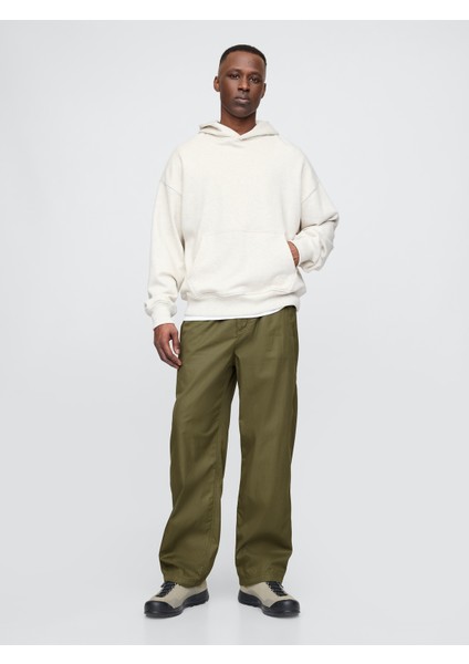 Erkek Yeşil Twill Paraşüt Baggy Pantolon