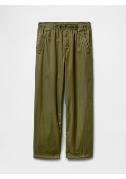 Erkek Yeşil Twill Paraşüt Baggy Pantolon